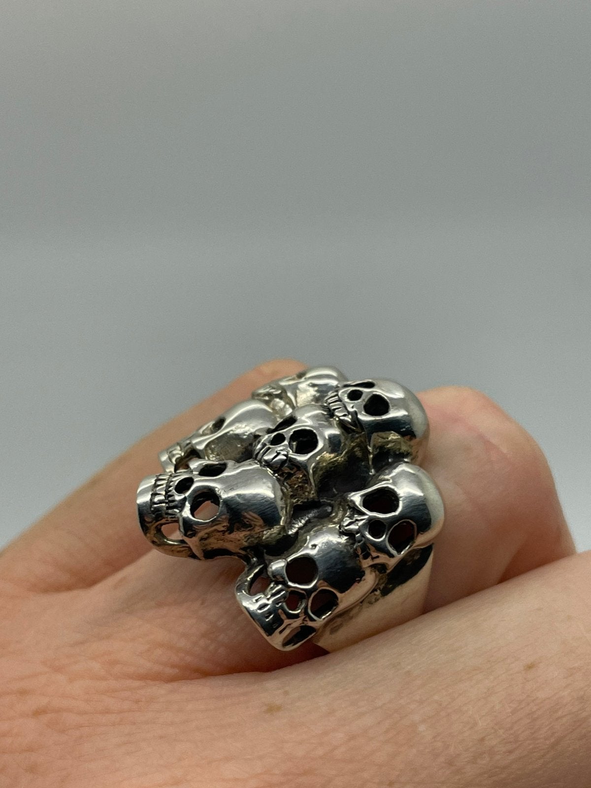 F743 Prachtige zilveren skull ring maat 18,5, Ophalen of Verzenden, X, Dame of Heer, Zilver