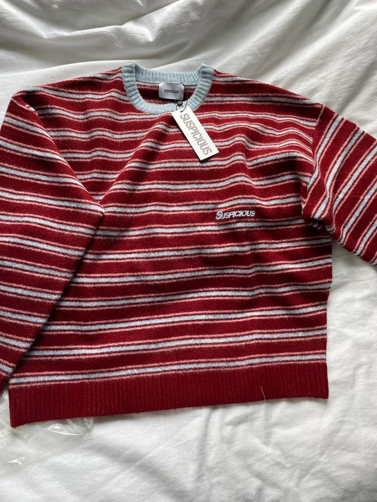 Striped Knitted Sweat - Red & Blue. Gestreepte knitted trui, Kleding | Heren, Ophalen of Verzenden, Nieuw, Blauw