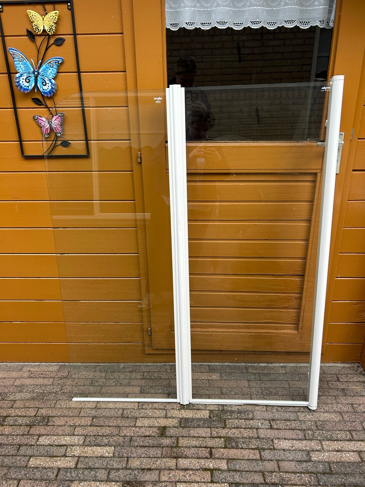 Douchewand van gehard glas, Ophalen, Gebruikt, Glas, Douche