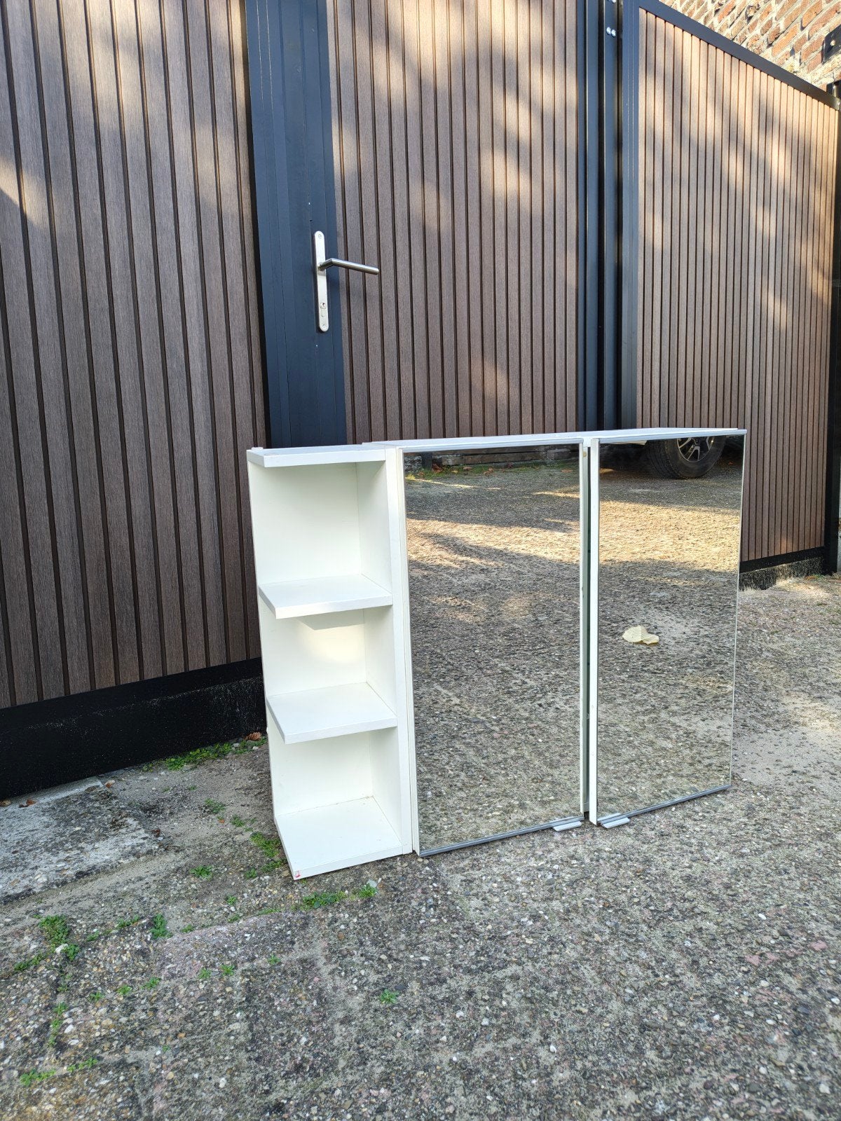 Ikea badkamerkast met spiegel en glazen planken, Huis en Inrichting, Ophalen, (Half)hoge kast, Minder dan 50 cm, Gebruikt