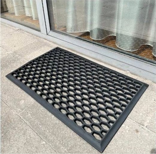 Zwarte Honingraat Deurmat – 45x75 cm – Rubber, Tuin en Terras, Rubber, Ophalen of Verzenden, Nijverheidscentrum 44, Opruimdeals