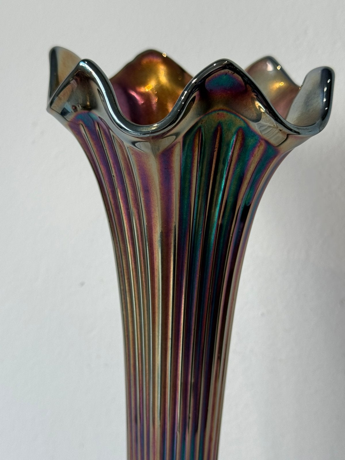 Fenton Carnival Glass Rib vaas, Ophalen of Verzenden
