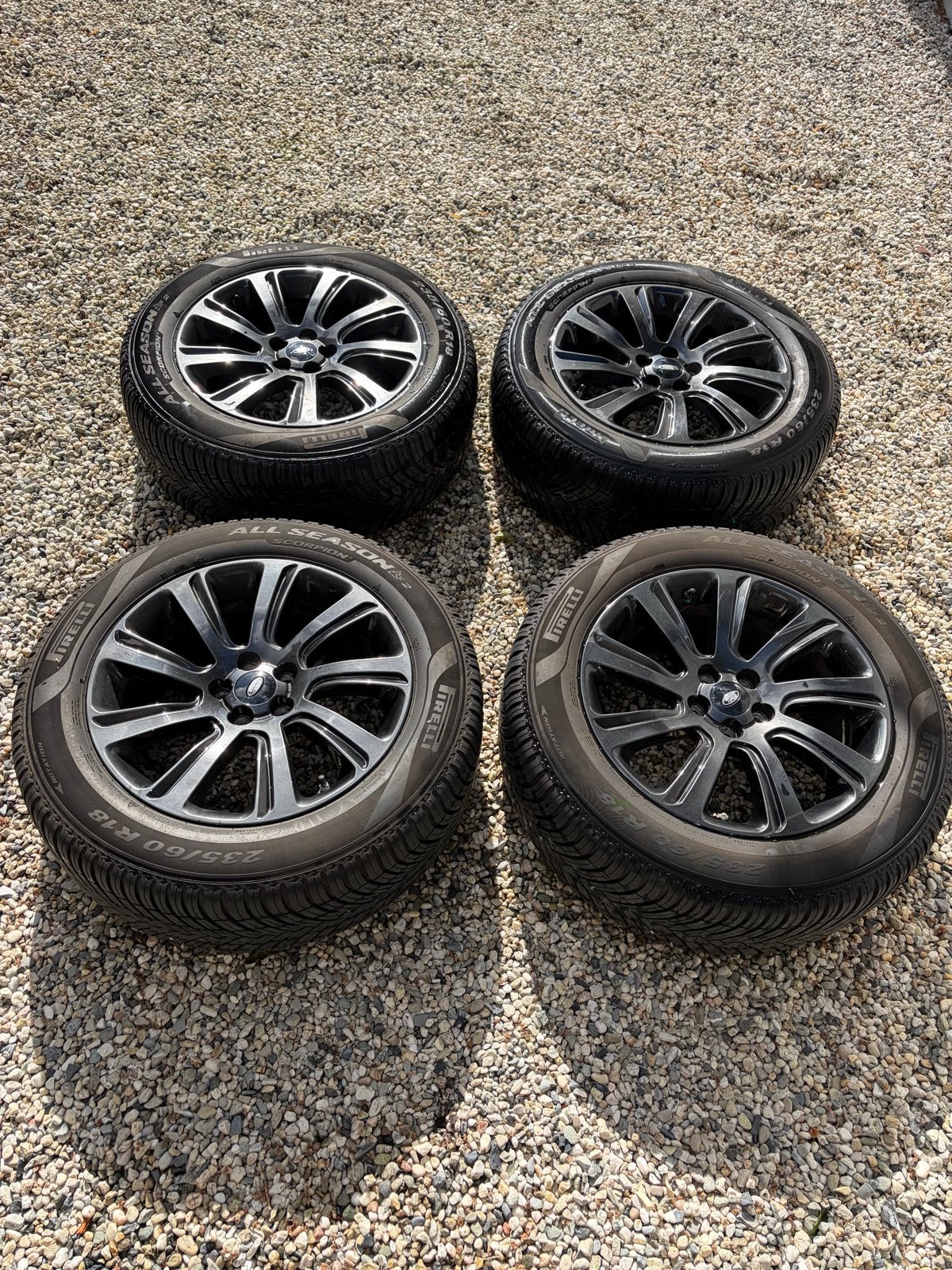 Velgen Discovery Sport / Evoque + Pirelli All Season banden, Auto-onderdelen, Ophalen, 18 inch, Gebruikt, Banden en Velgen
