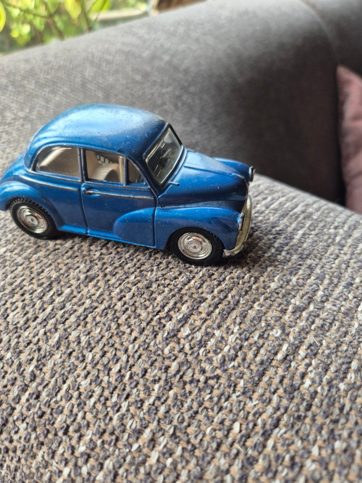Blauwe Morris Minor modelauto, Ophalen of Verzenden, Gebruikt, Auto, Overige merken