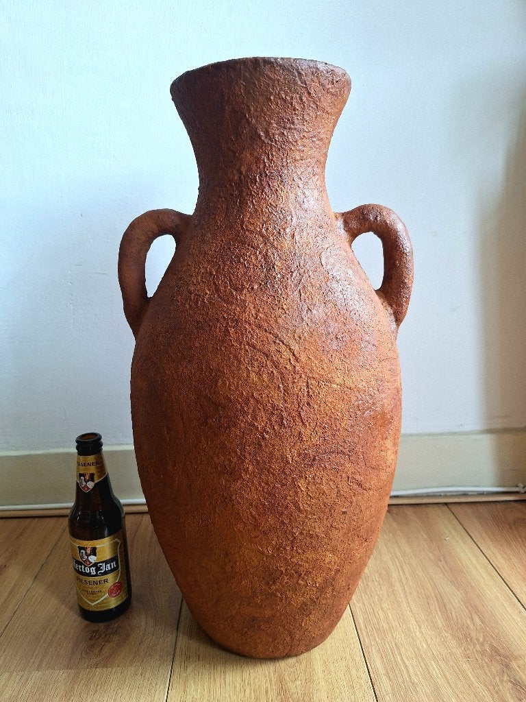 Grote terracotta amfora / kruik / vaas / pot met handvatten, Ophalen, Overige kleuren, 54 cm, Zo goed als nieuw