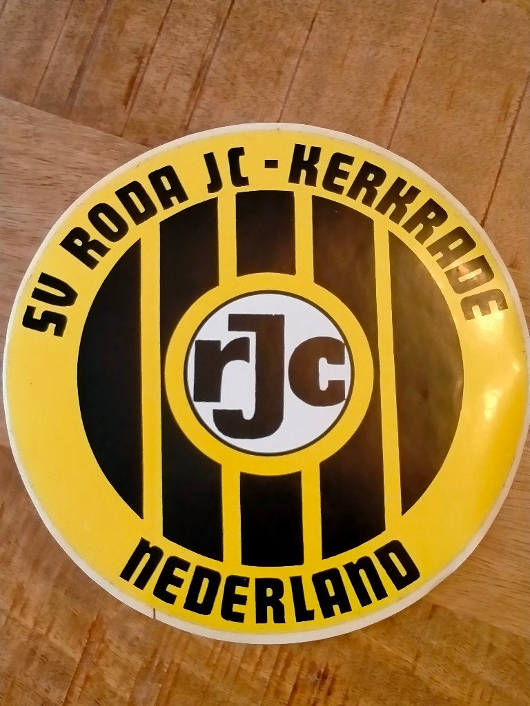 SV Roda JC Kerkrade vintage grote voetbal sticker club RJC, Verzenden, Zo goed als nieuw, Roda JC, Poster, Plaatje of Sticker