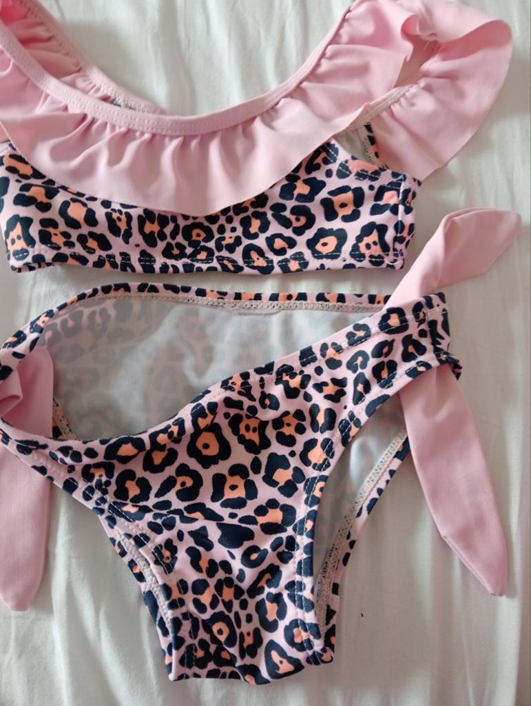 Bikini 3 - 4 jaar panterprint, Ophalen of Verzenden, Zo goed als nieuw, Meisje, Bikiniset