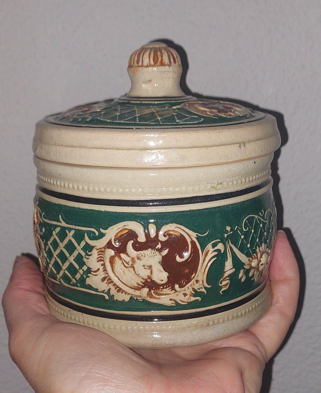 Antieke boterpot / botervloot met deksel, Ophalen of Verzenden