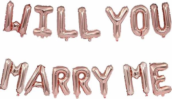 Grote folie ballonnen set will You Marry Me, Versiering, Valentijn of Romantisch, Nieuw, Ophalen of Verzenden