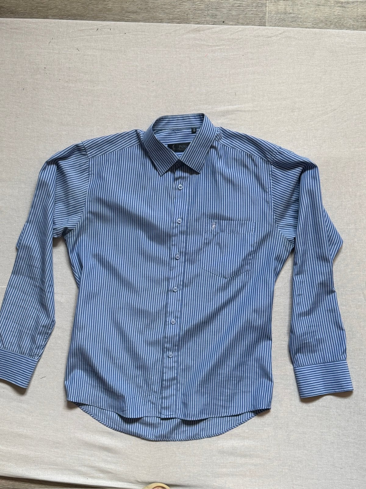 Polo Ralph Lauren overhemd blauw gestreept maat 16/40, Ophalen of Verzenden, Gedragen