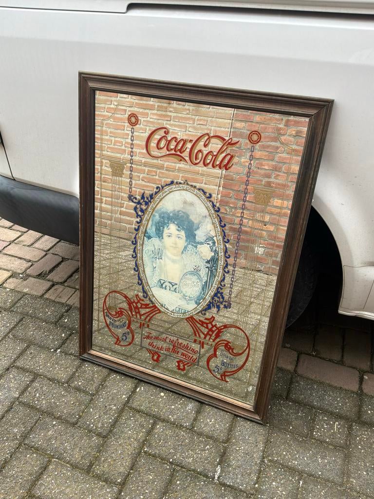 Vintage Coca-Cola spiegel - 'The most refreshing drink', Ophalen, Rechthoekig, 50 tot 100 cm, Minder dan 100 cm