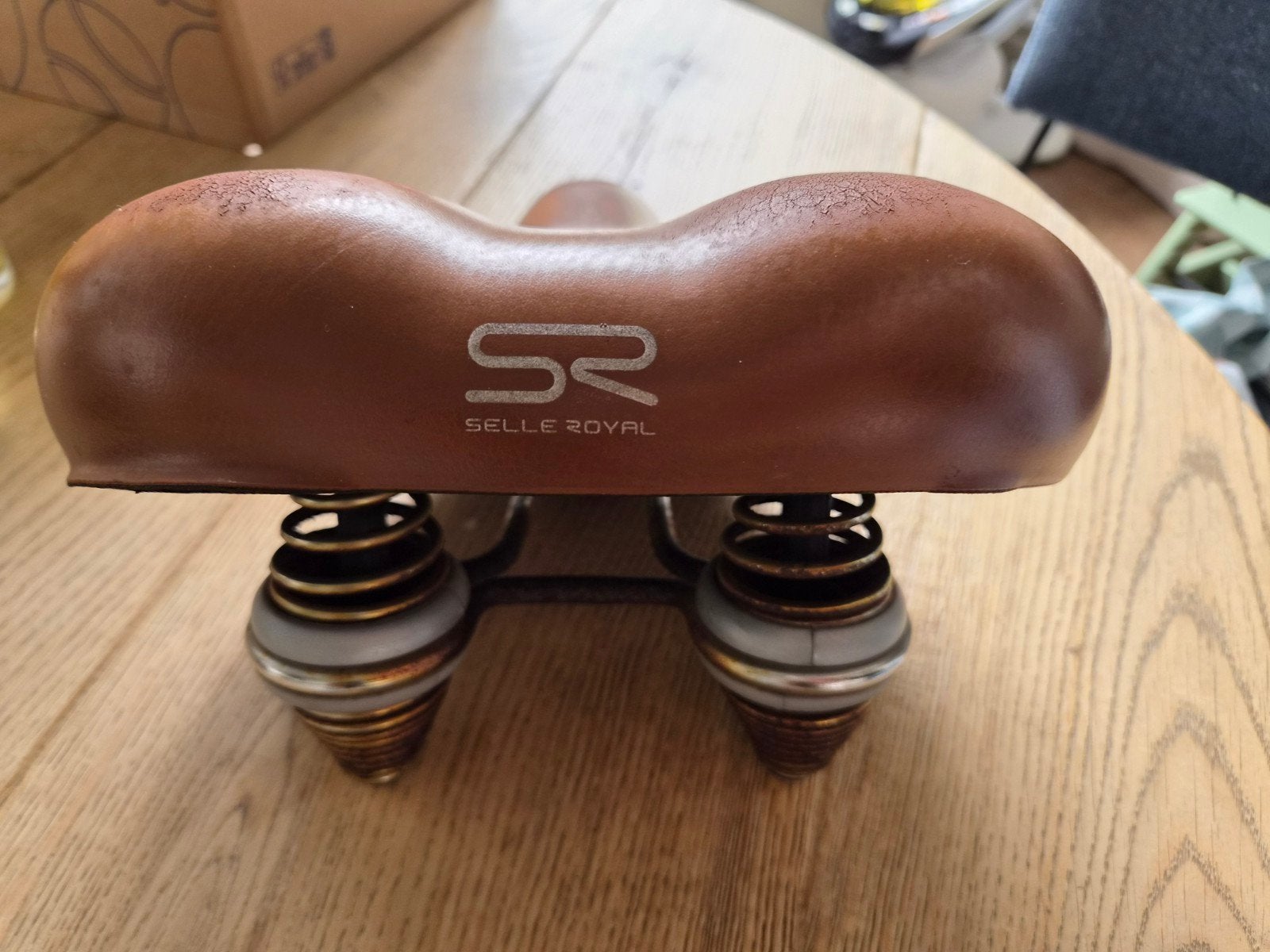 Selle Royal Gipsy fietszadel met vering - Bruin, Gebruikt, Leer, Stadsfiets, Ophalen of Verzenden