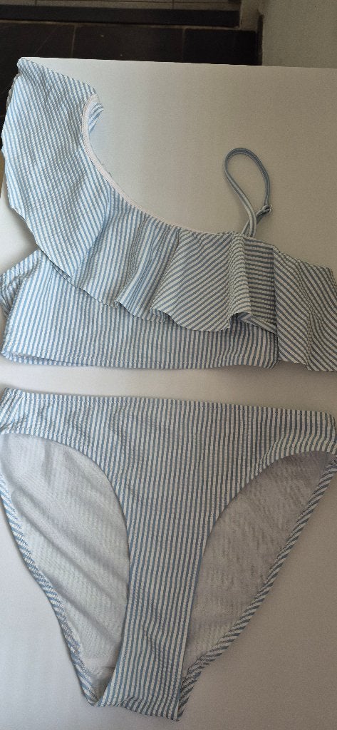 Blauw wit gestreepte bikini maat 158/164 H&M, Bikiniset, Meisje, H&M, Ophalen of Verzenden