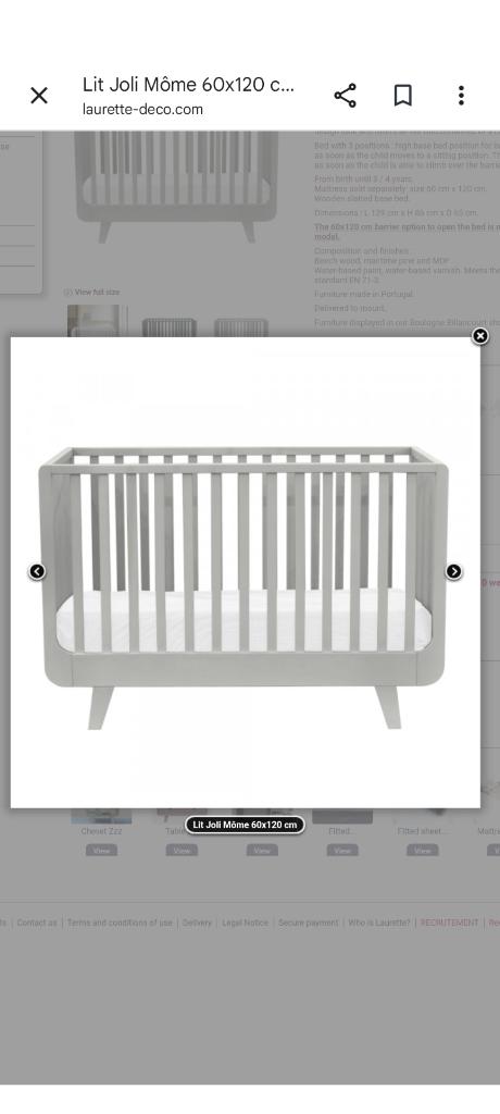 Ledikant Le Joli Môme - Laurette 60x120, Ophalen, Gebruikt, Minder dan 140 cm, Matras
