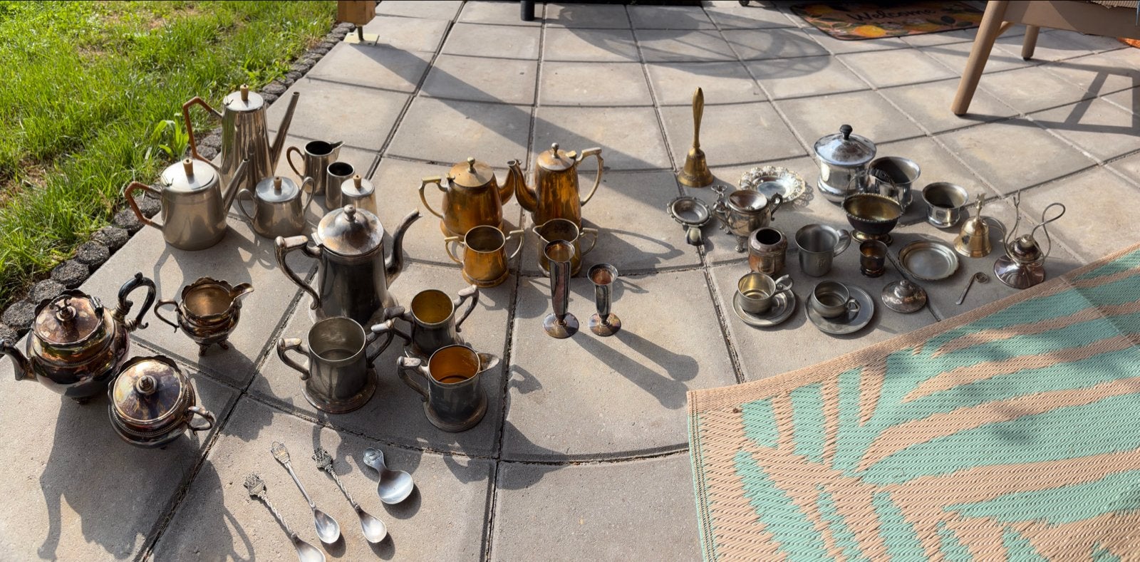 Diverse collectie van vintage metalen theeserviezen en meer, Ophalen of Verzenden