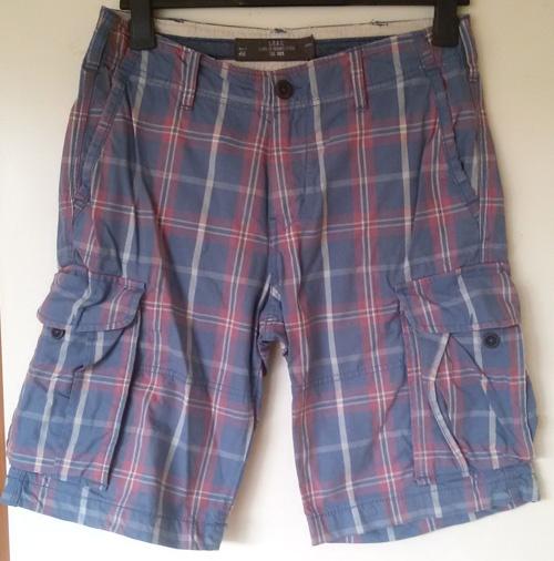 Geruite Cargo Short (Logg) maat 30  * a, Kleding | Heren, Broeken en Pantalons, Blauw, Ophalen of Verzenden, Zo goed als nieuw
