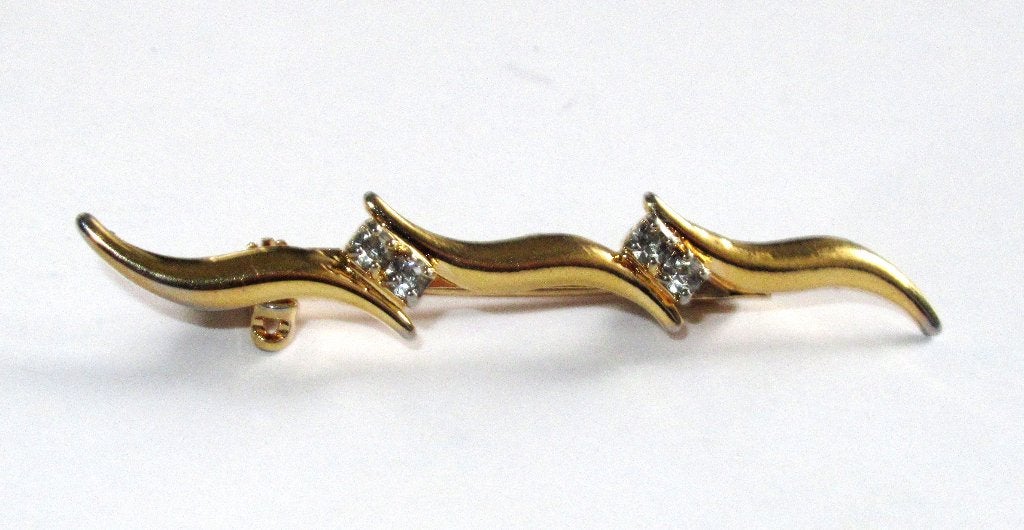 Retro vergulde broche met kristallen., Ophalen of Verzenden, Zo goed als nieuw, Goud, Overige materialen