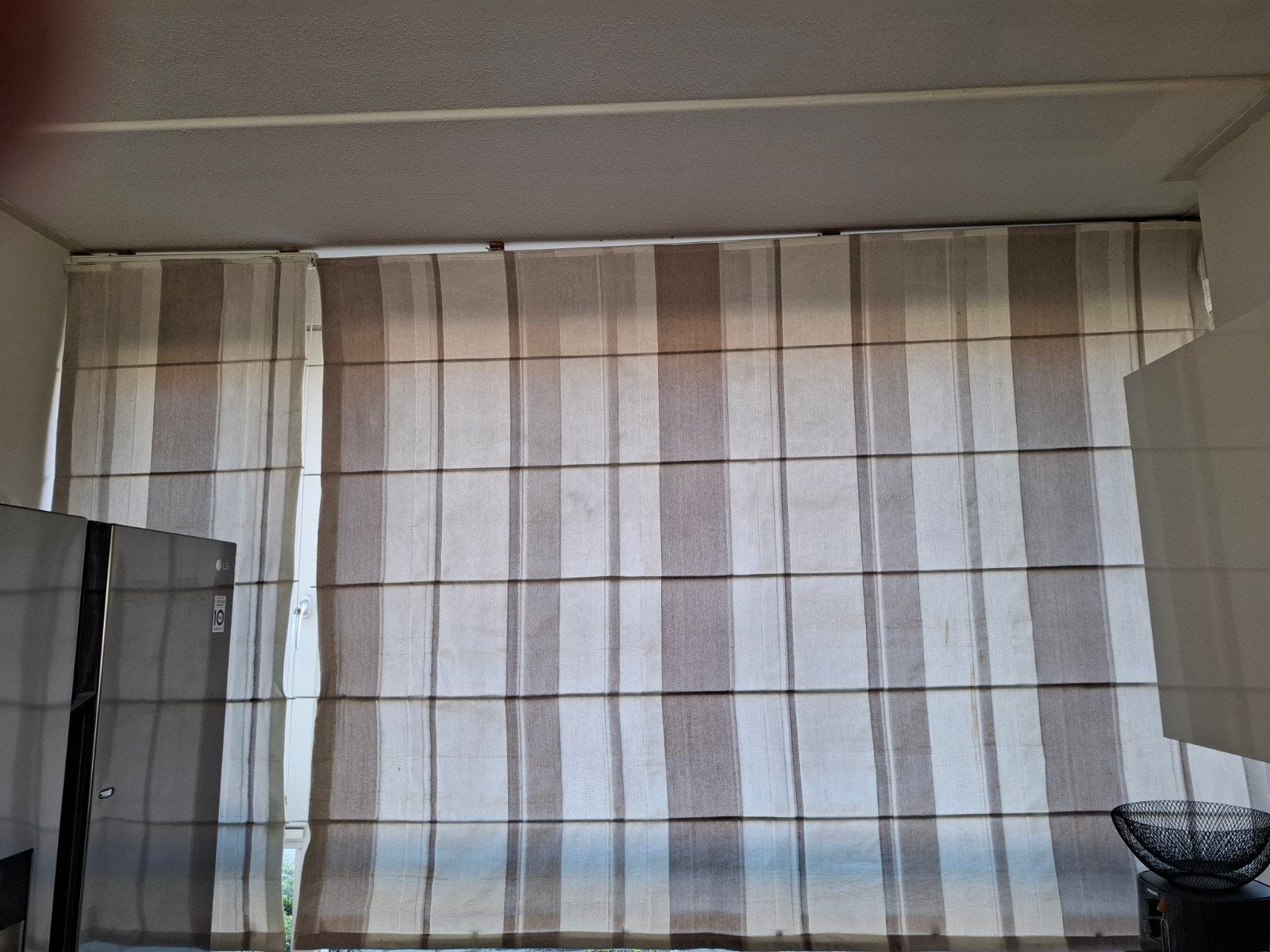 Set van 2 op maat gemaakte vouwgordijnen, Huis en Inrichting, Stoffering | Gordijnen en Lamellen, Overige materialen, Gebruikt