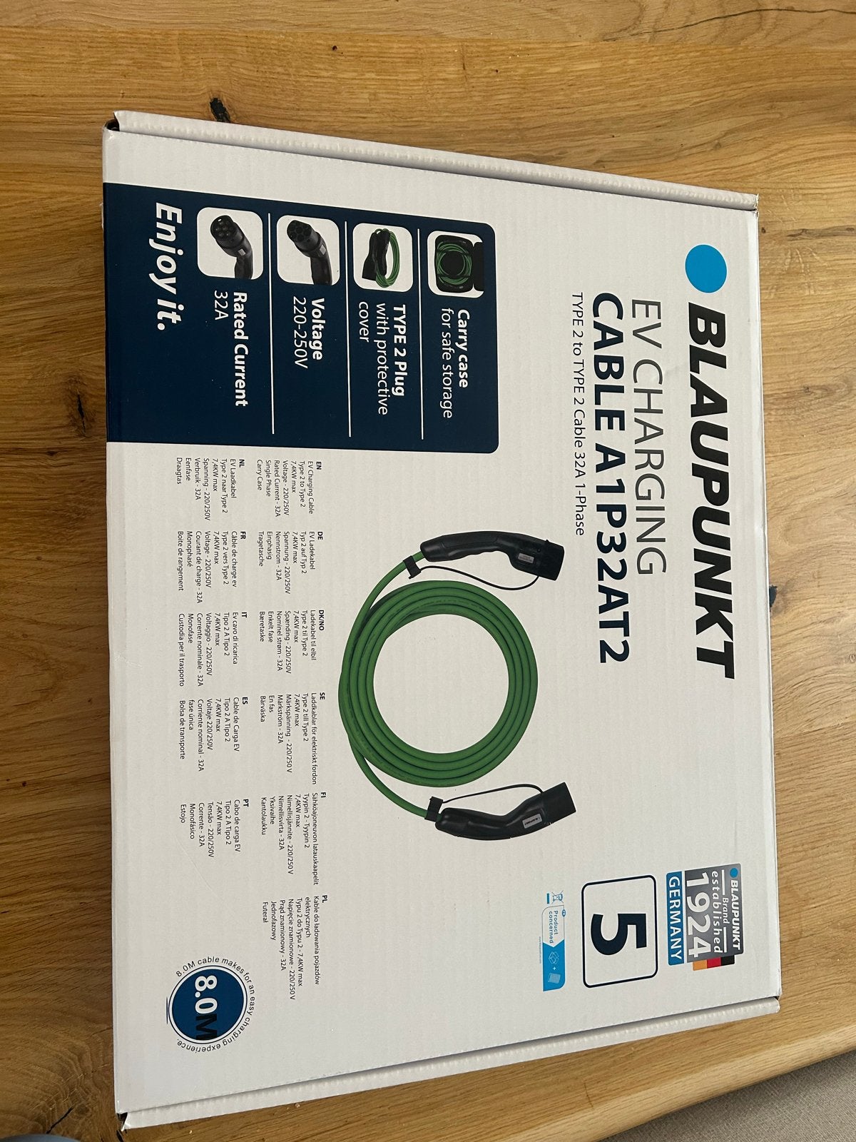 Blaupunkt EV Laadkabel Type 2, 32A, 1-Fase, Ophalen, Nieuw
