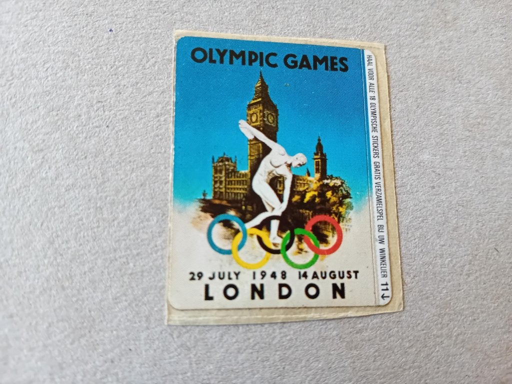 Olympic Games sticker London 1948  3,5x5cm, Ophalen of Verzenden, Zo goed als nieuw, Bedrijf of Vereniging