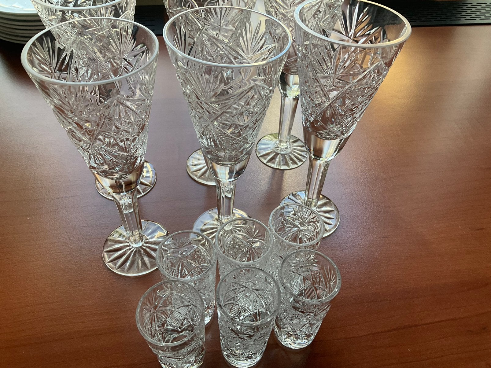 Vintage/antiek /12 kristallen glazen ( 6+6), Antiek en Kunst, Antiek | Glas en Kristal, Ophalen of Verzenden