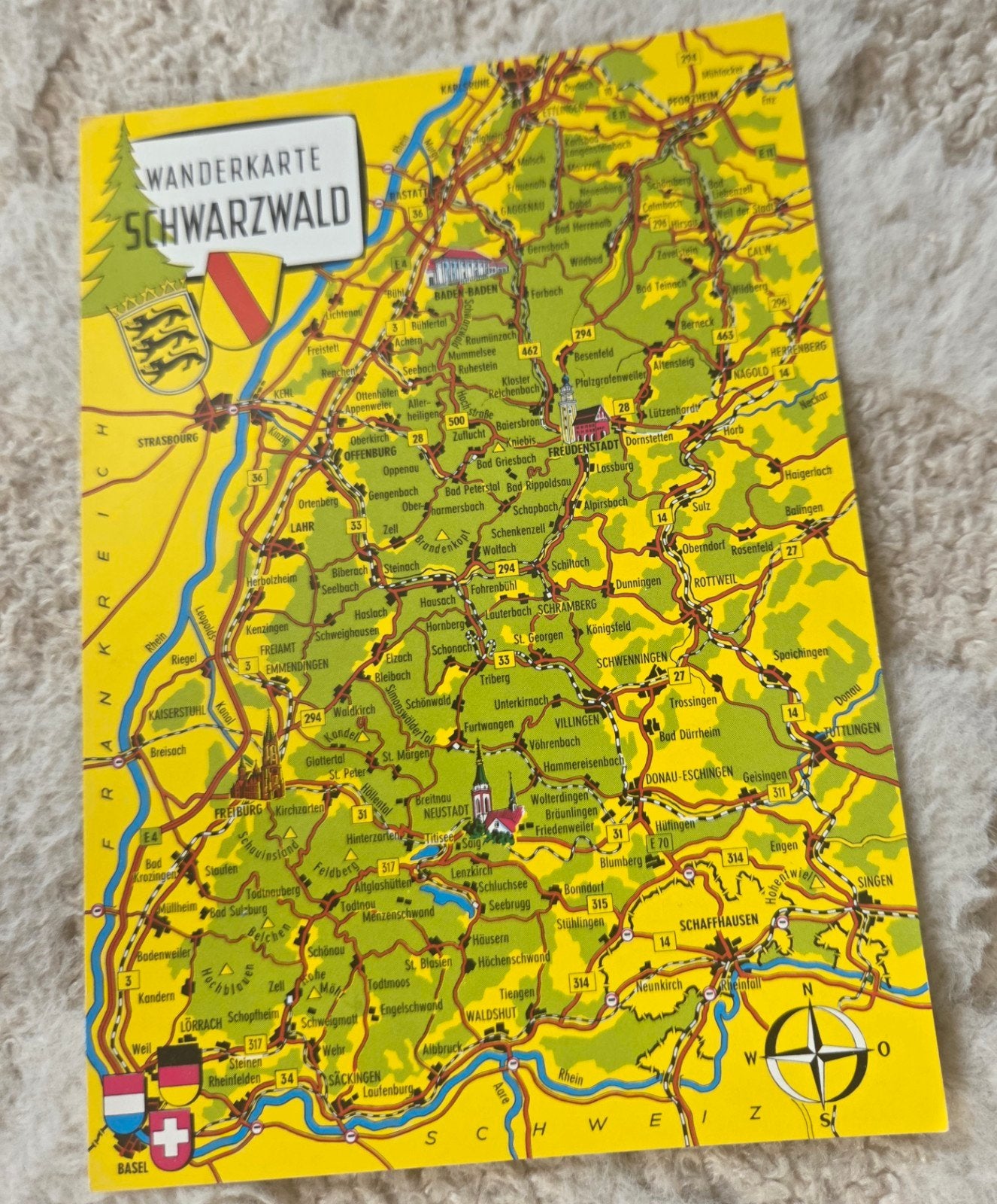 Wanderkarte Schwarzwald - Vintage Kaart, Verzenden, 1960 tot 1980, Ongelopen, Duitsland