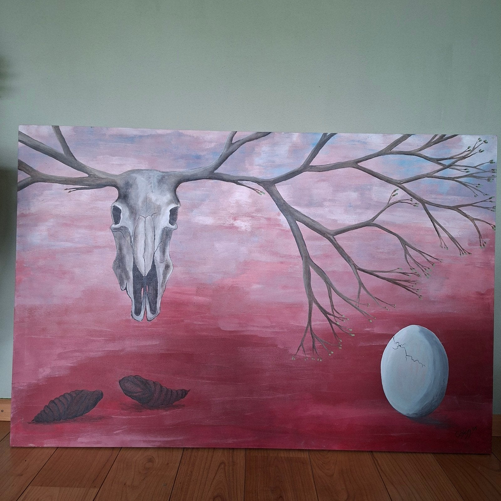 Acrylverf schilderij gesigneerd, 80x120cm, Ophalen of Verzenden