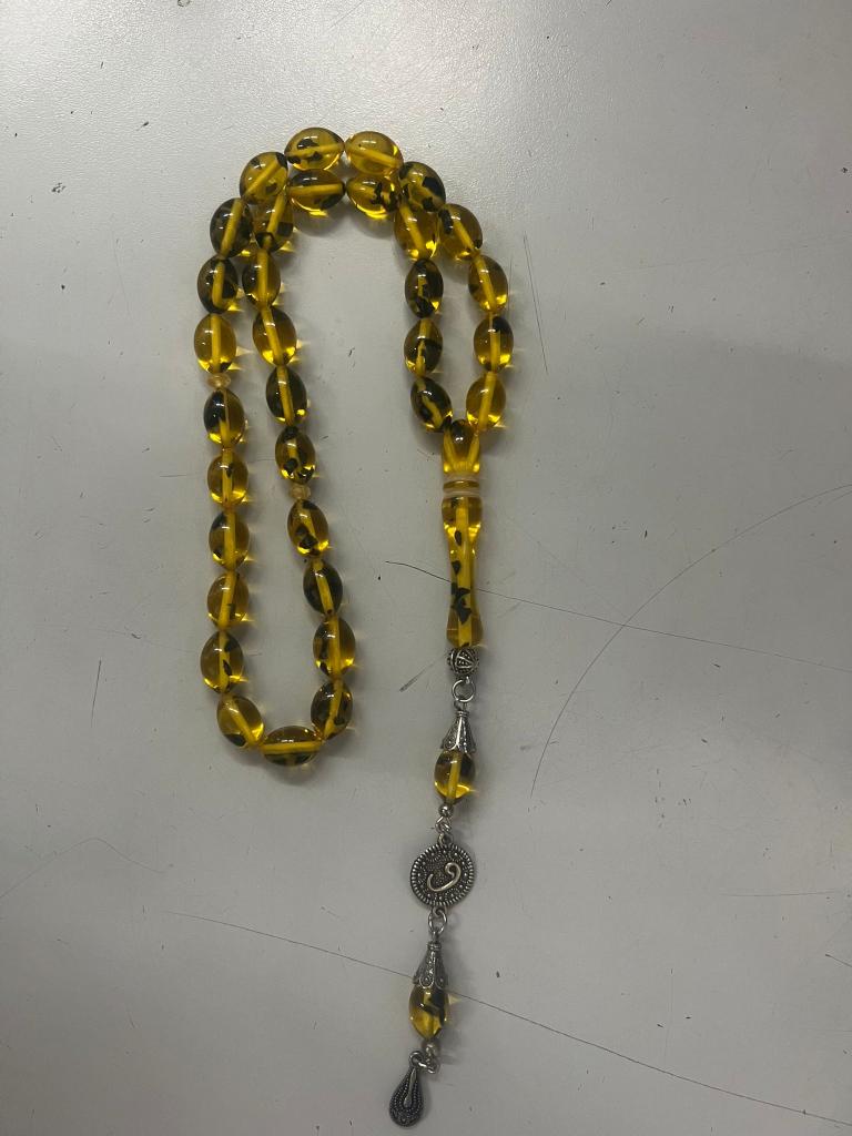 Gebedskrans  Tesbih fossiel zilver uiteinde, Met hanger, Nieuw, Ophalen of Verzenden, Zilver