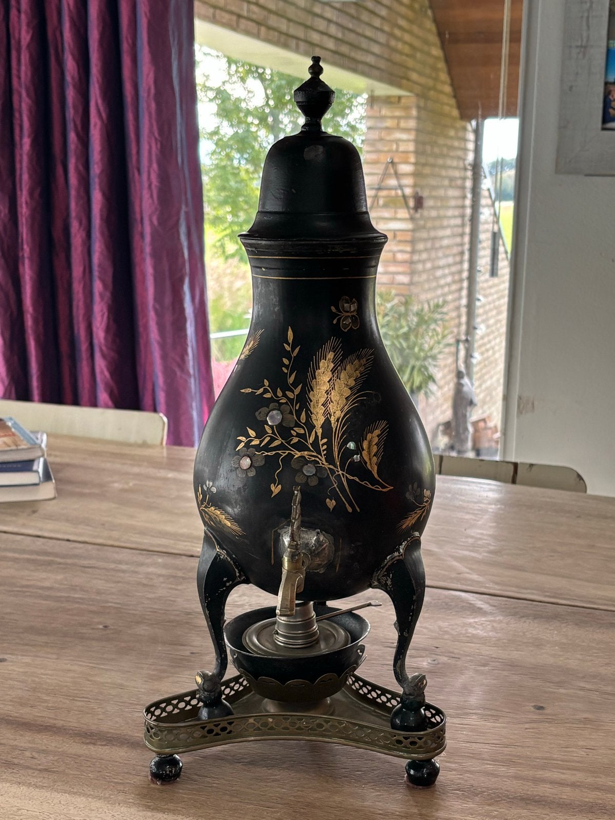 Antieke Kraantjespot,Samovar / Theeketel met Spiritusbrander, Antiek en Kunst, Ophalen
