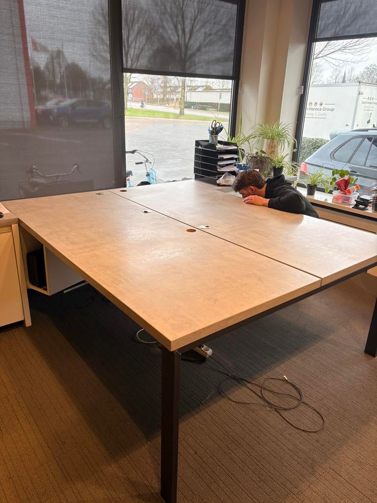 2x duo bureau industrieel, Huis en Inrichting, Bureaus, Ophalen, Demontabel, Zo goed als nieuw, Duo-bureau