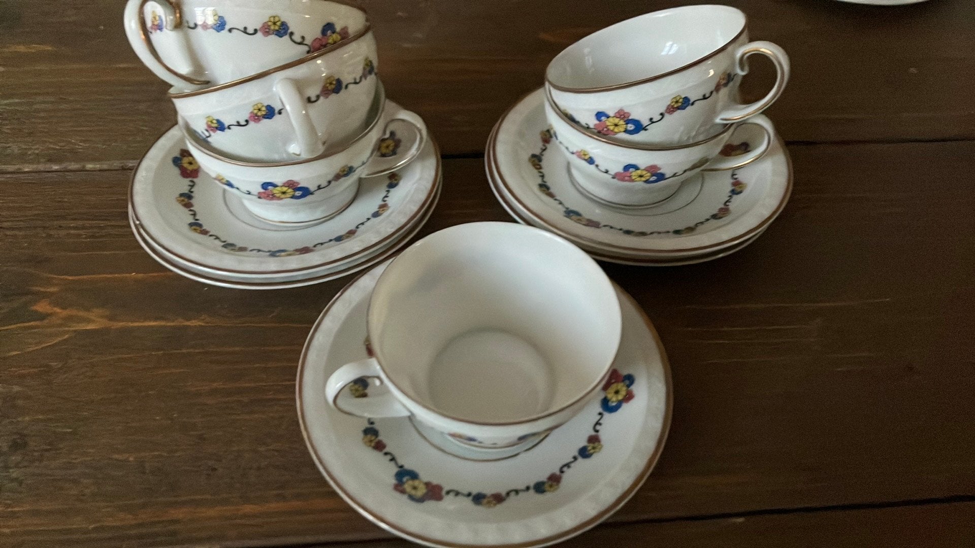 Hermann Ohme – 6 kopjes & 5 schotels – ca. 1900–1930, Antiek en Kunst, Ophalen