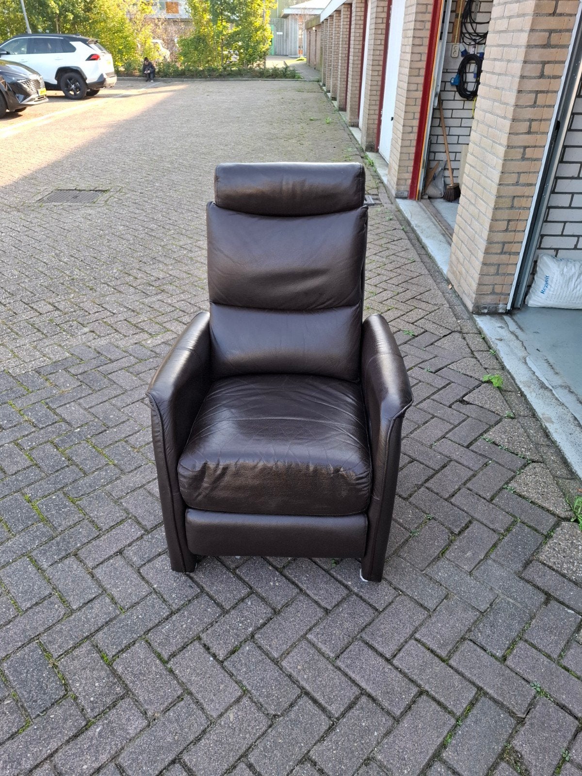 Comfortabele bruine leren relaxfauteuil, Gebruikt, Bruin, Modern comfort, Leer