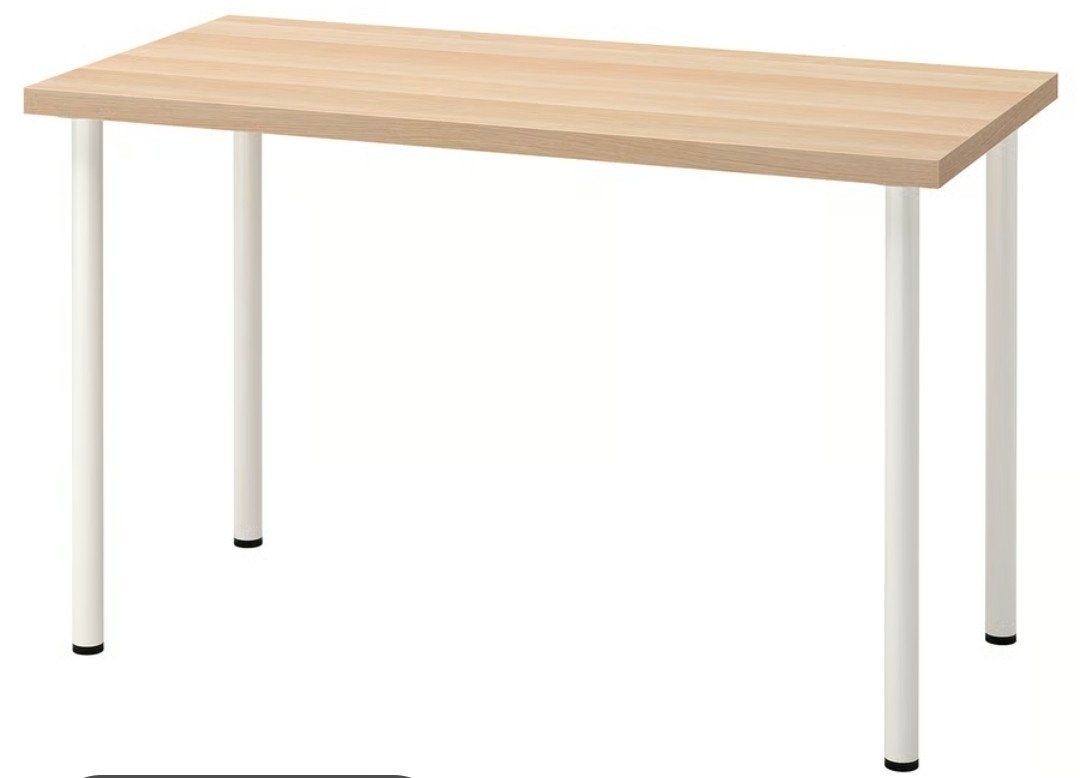 IKEA LAGKAPTEN / ADILS Bureau, wit gelazuurd eikeneffect/wit, Ophalen, Scandinavisch, Spaanplaat of MDF, Zo goed als nieuw