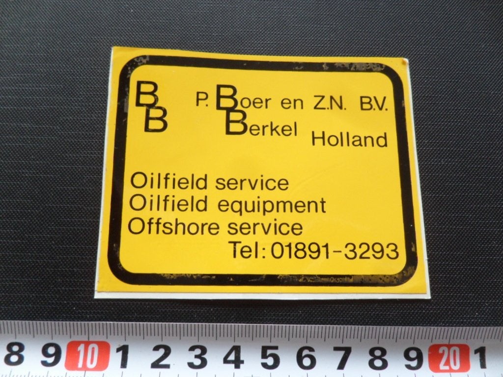 sticker berkel p boer en zn bv oilfield service / equipment, Verzamelen, Stickers, Ophalen, Zo goed als nieuw