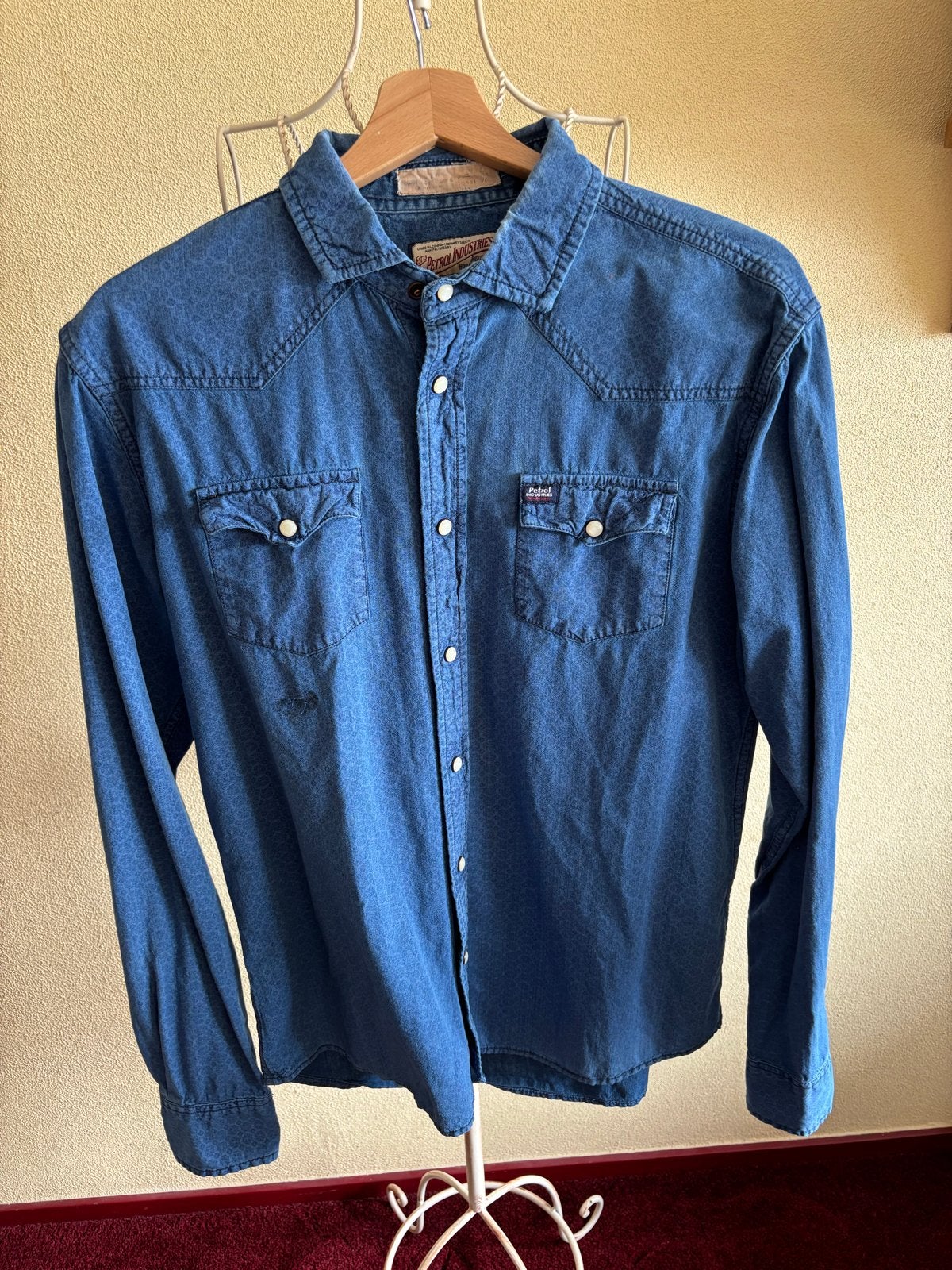 Petrol Industries Denim Overhemd - Maat L, Ophalen of Verzenden, Zo goed als nieuw, Blauw, Halswijdte 41/42 (L)