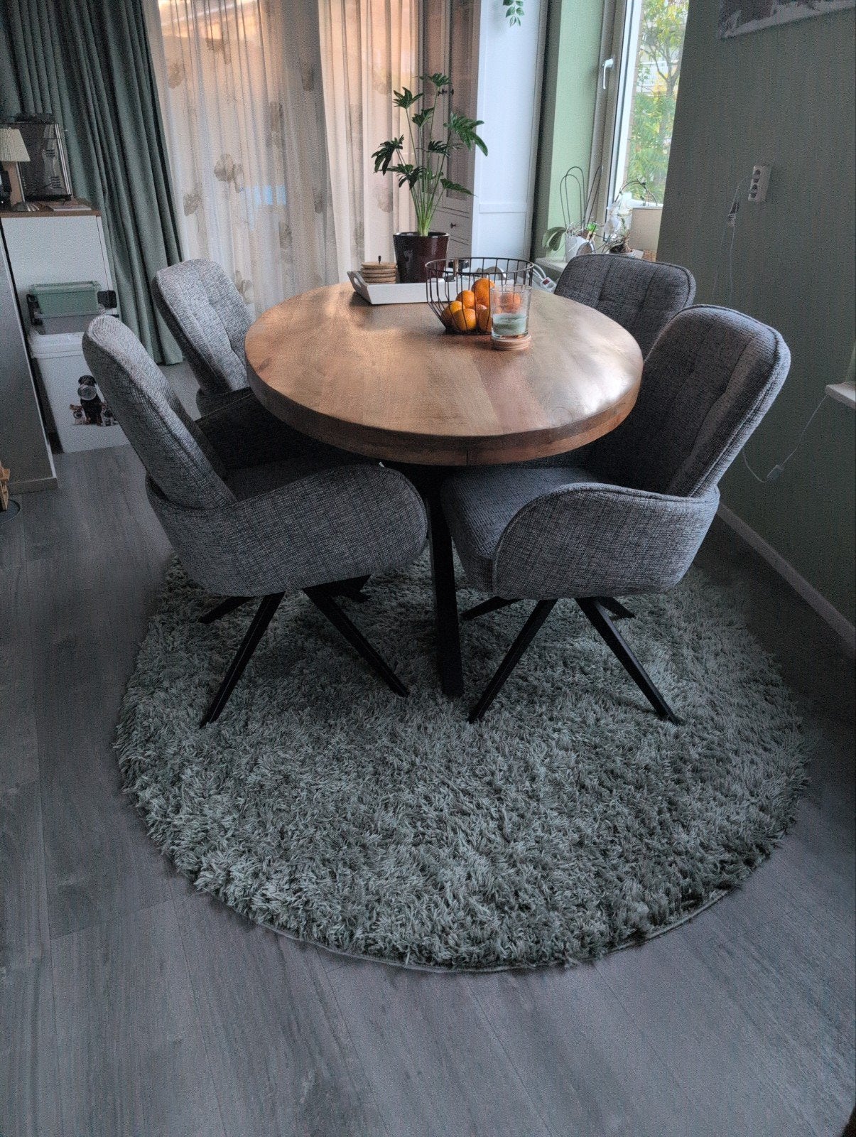 4 draaibare eetkamerstoelen - Grijs stof, Huis en Inrichting, Ophalen, Vier, Industrieel, Stof
