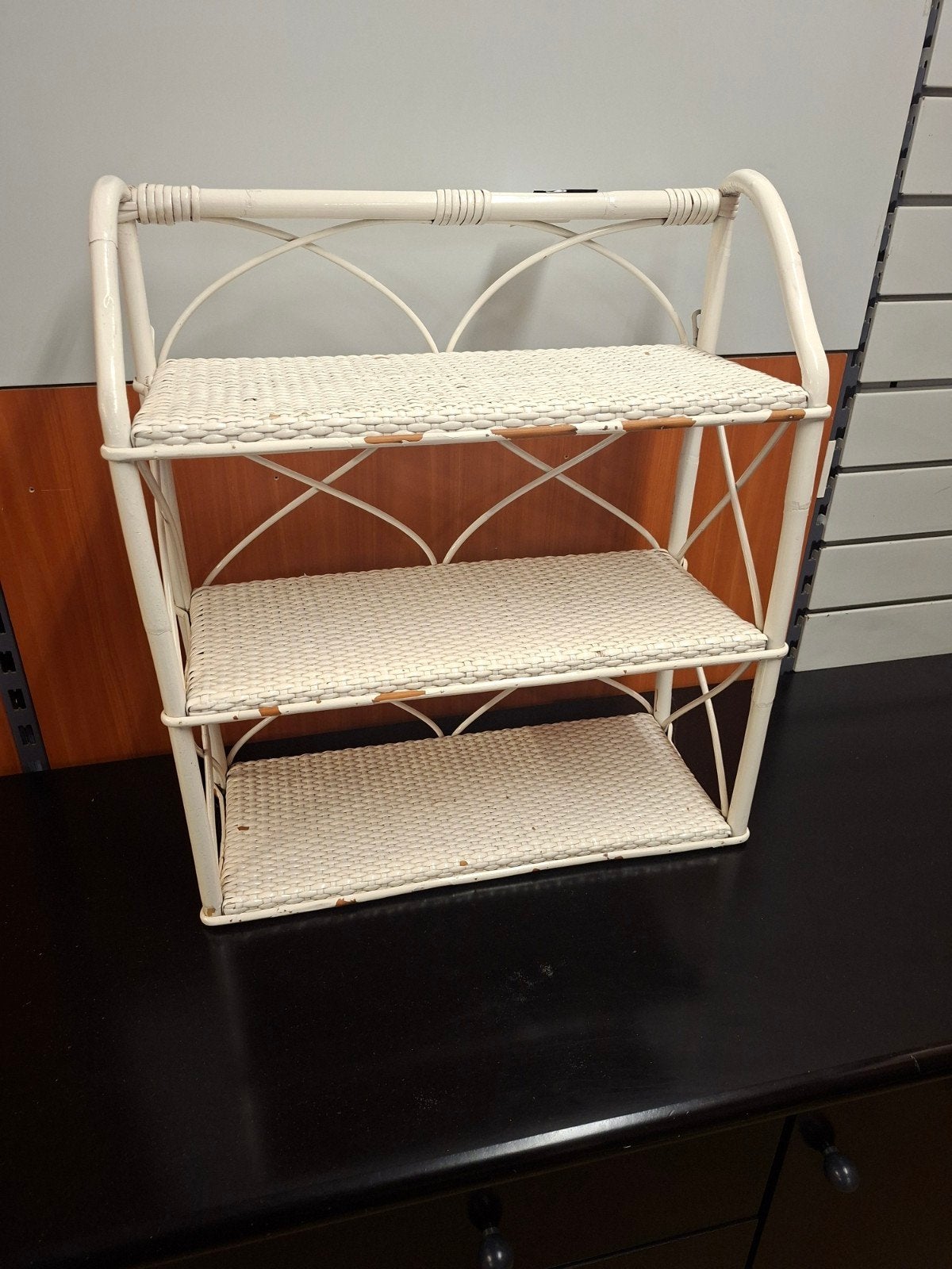Vintage rotan wandrek met 3 planken, Ophalen of Verzenden, Gebruikt