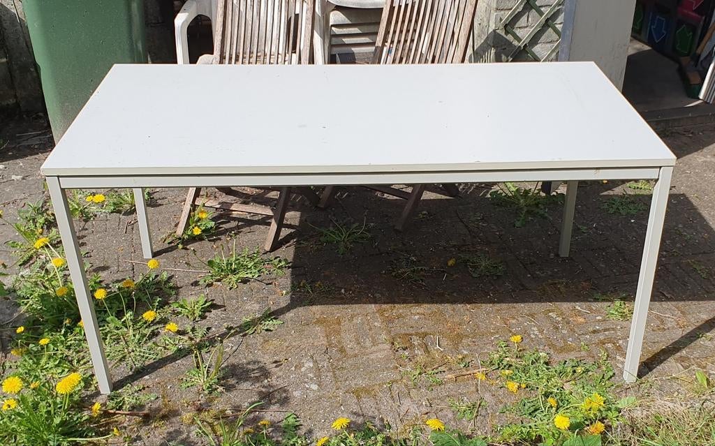 Bureau 160x80cm met verstelbare poten tot 82cm hoog, Gebruikt, 50 tot 100 cm, 150 tot 200 cm, Rechthoekig