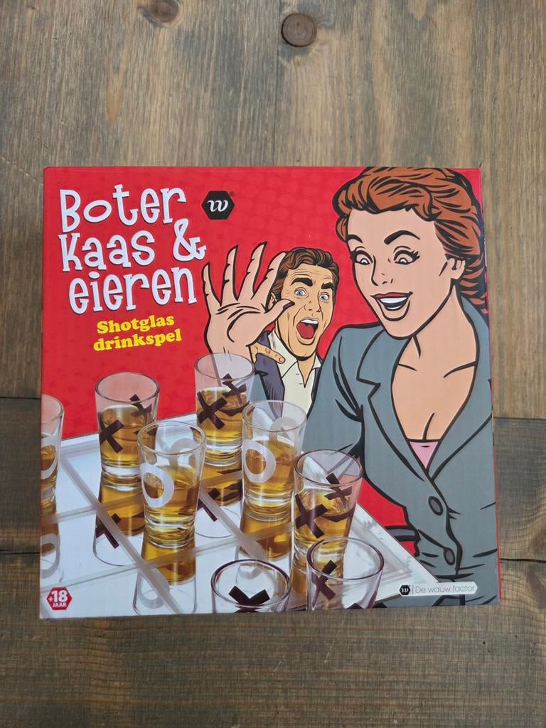 Nieuw! Boter Kaas & Eieren Shotglas Drinkspel, Een of twee spelers, Ophalen of Verzenden, Nieuw, De Wauw Factor
