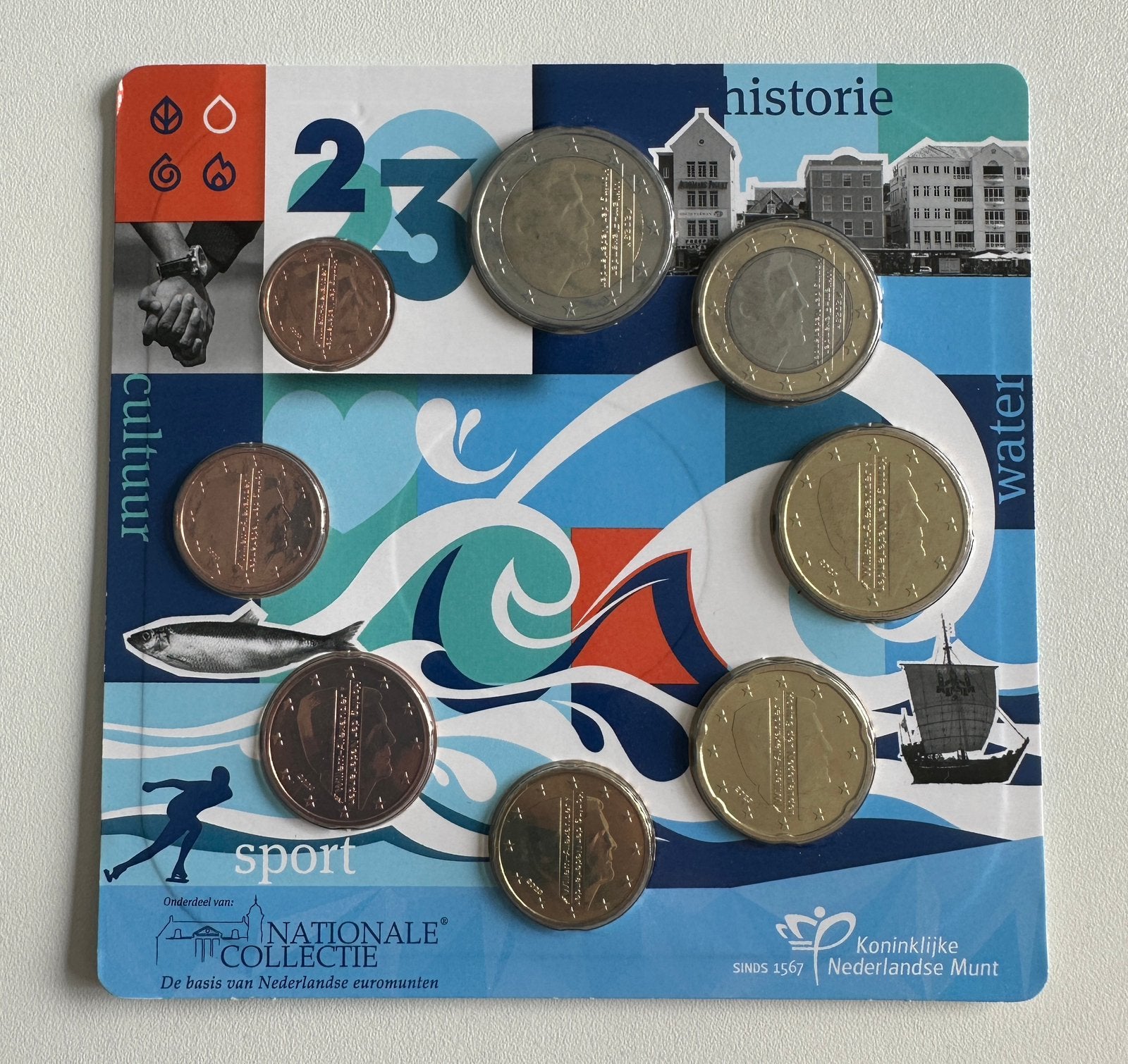 Nederland 2023 Jaarset (alle 8 munten) in UNC blis, Ophalen of Verzenden, Koningin Beatrix, Euro's