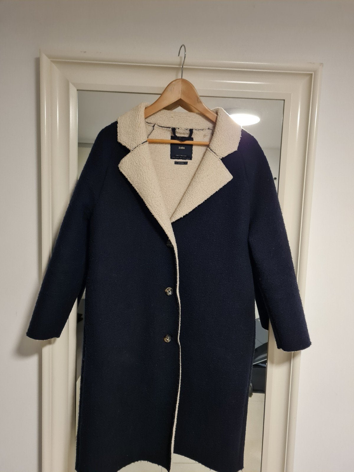 Warme wollen jas van Zara,, Kleding | Dames, Jassen | Winter, Zara, Ophalen of Verzenden, Maat 38/40 (M), Blauw