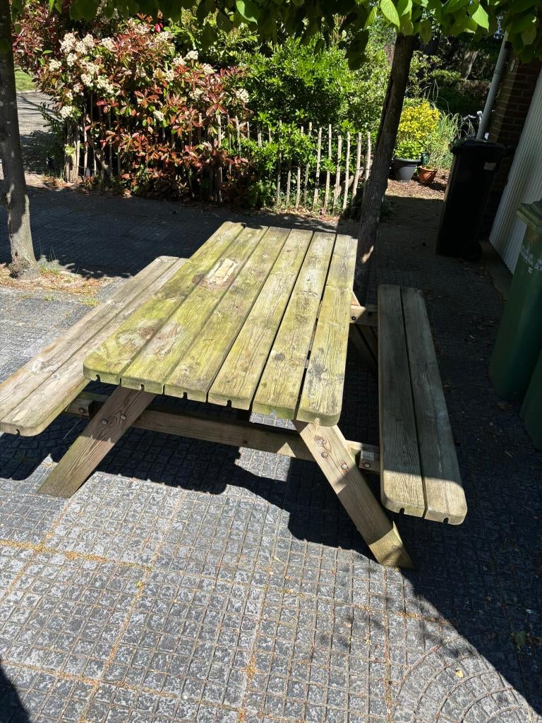 picknicktafel, Tuin en Terras, Picknicktafels, Gebruikt, Rechthoekig, Hout, Ophalen