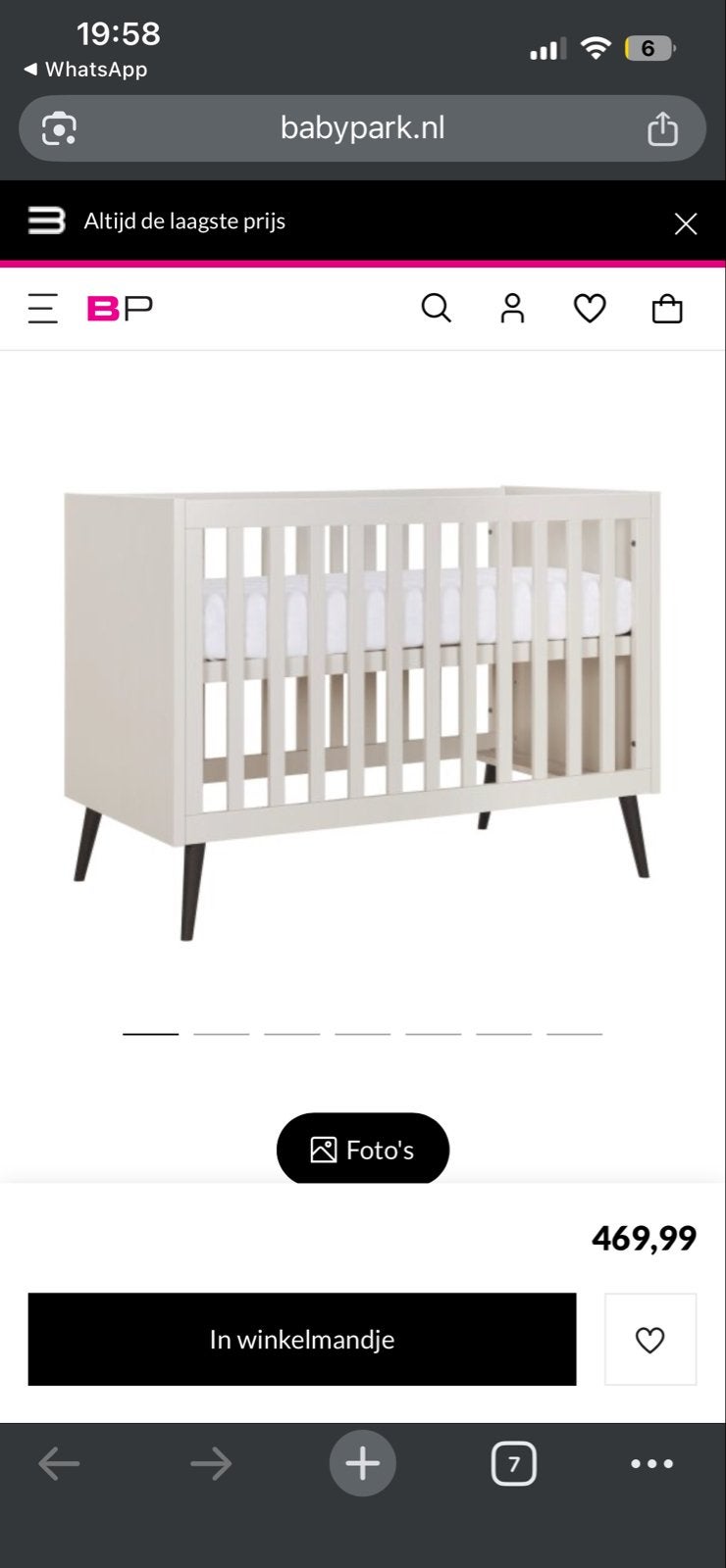 Babybed en commode - Europe Baby Sterre - Oatmeal/Zwart, Ophalen, Gebruikt, 50 tot 70 cm, 100 cm of meer