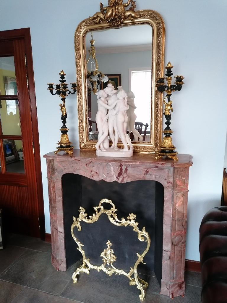 louis seize stijl pompadour schouw 19e eeuw marmer, Verzenden