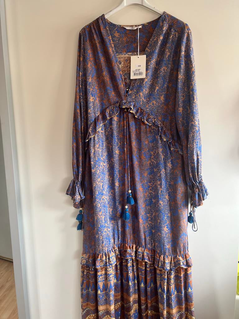 Maxi jurk met print en kwastjes, Blauw, Maat 46/48 (XL) of groter, Nieuw, Ophalen of Verzenden