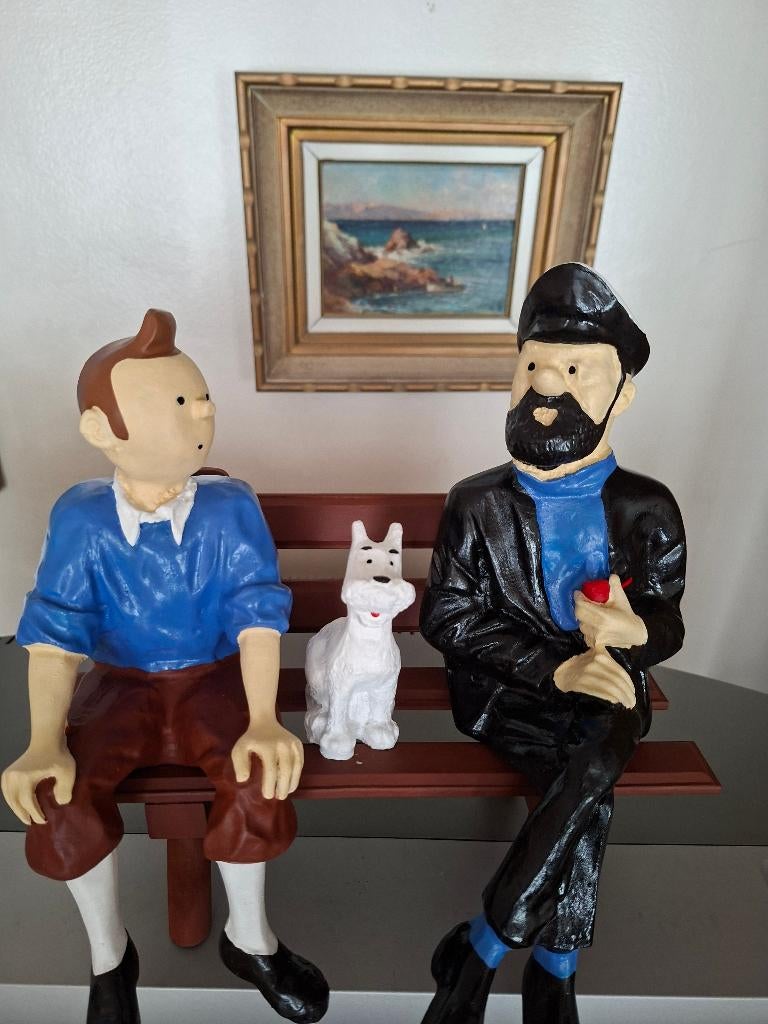 Kuifje, Schelvis en Bobbie op een bank, Antiek en Kunst, Ophalen of Verzenden