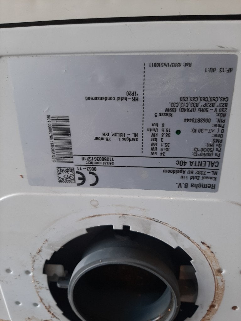 Remeha Calenta 40 C, Ophalen, 30 tot 80 cm, Gebruikt, Hoog rendement (Hr)