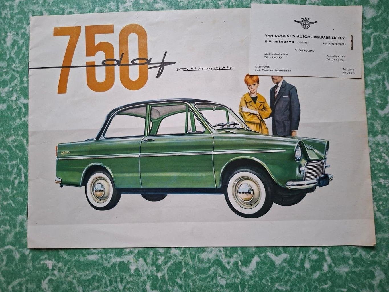oude auto folder van de DAF 750 variomatic., Ophalen of Verzenden, Overige merken, Onbekend, Gelezen