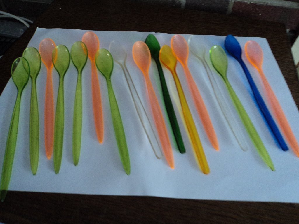 16 plastix sorbet of ijs lepels, Kunststof, Overige typen, Nieuw, Ophalen of Verzenden
