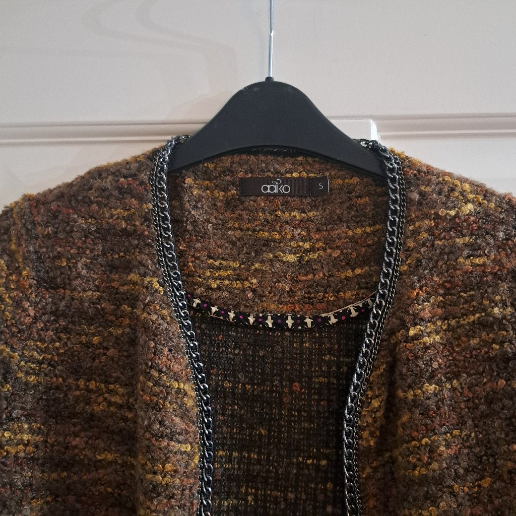 Aaiko openvallend vest bruin/oker melange +ketting S 50449, Aaiko, Bruin, Aaiko, .